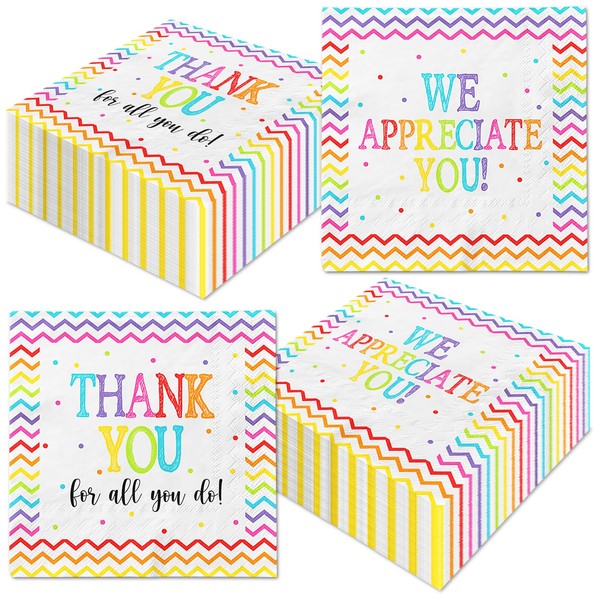 Servilletas desechables de agradecimiento con texto en inglés «We Apreciate You», 40 servilletas de papel agradecido, decoración de fiesta de agradecimiento, agradecido a los empleados, profesores,