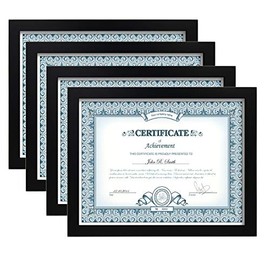 Egofine 8.5x11 Picture Frames Solid Wood Document Frames Black - for Table Top Display and Wall Mounting Hanging, Vertically or Horizontally, Set of 4