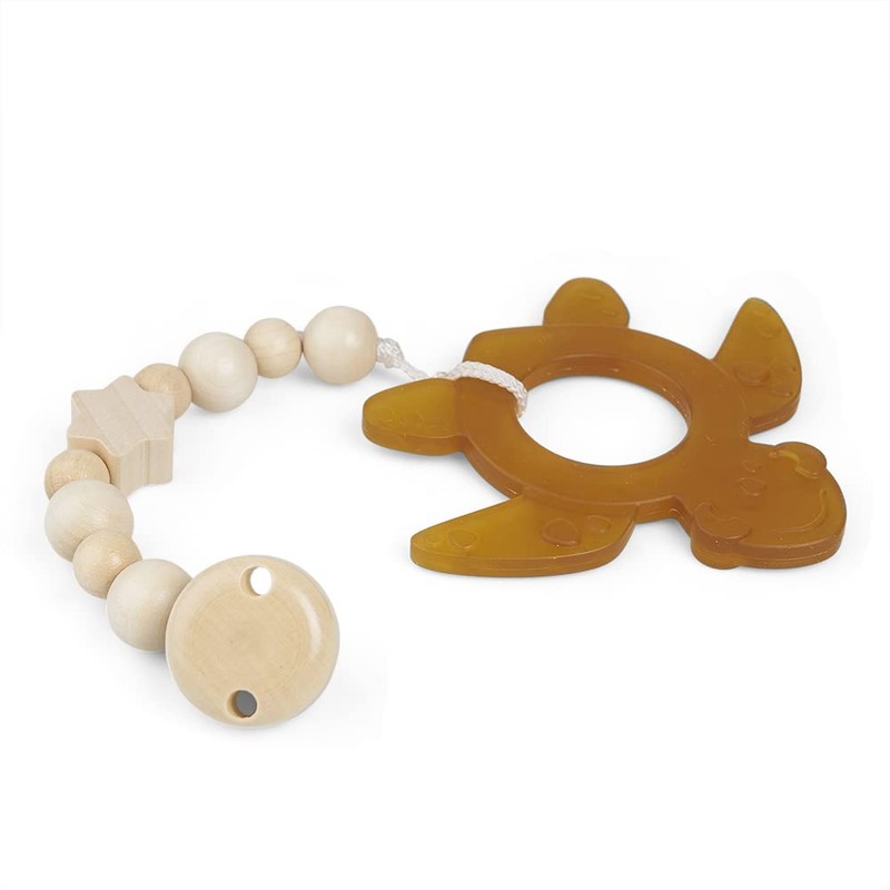 GRÜNSPECHT Organic Natural Rubber Teether for Teething Babies, Massages Gums,
