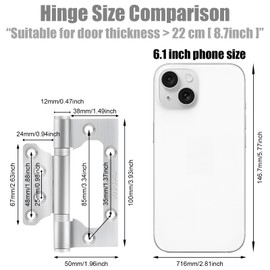 QINGHEC 6 Pcs Heavy Duty Flush Hinges, 100mm Stainless Steel Ball Bearing Hinges, Large Flush Hinges, Metal Gate Hinge with Screw, Large Door Hinges for Internal and External Doors, Gates