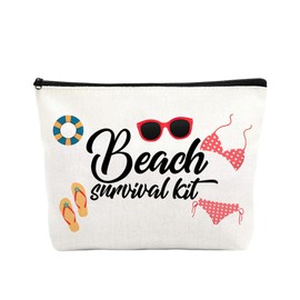 Beach Cosmetic Makeup Bag for Women Girl Wedding Favor for Coworker Friend Travel Toiletry Organiser Pouch Holiday Vacation Gift Beach Survival Kit Accessory Skincare Zipper Storage Bag