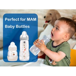 Sippy Spout Nipples Compatible with MAM Bottles & Glass Bottles, Replacement Bottle Nipple, Soft Food Grade 100% Silicone Spouts, Leak-Proof, BPA Free, Variable Flow, 6m+, 4 Count