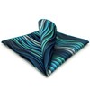 SHLAX&WING Men's Abstract Blue Wave Abstract Silk Pocket Square, YH23
