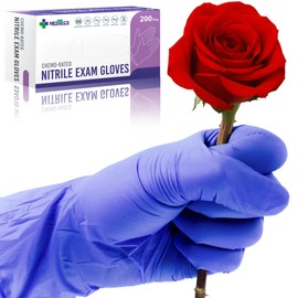 Medtecs Nitrile Gloves Disposable Latex-Free with Chemo-Rated Protection & Breathable Design - 4 Mil Thickness, Ambidextrous, Powder-Free and Over 500% Elongation - All Size & Color Available - 200PC