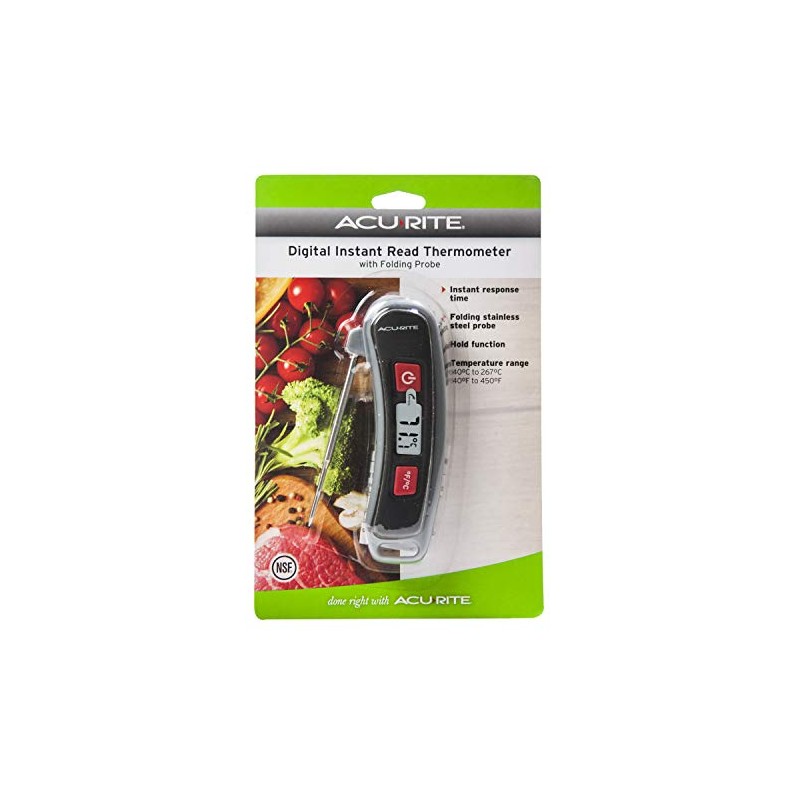 AcuRite, Multicolor Digital Instant Read Thermometer with Folding Probe, 5"