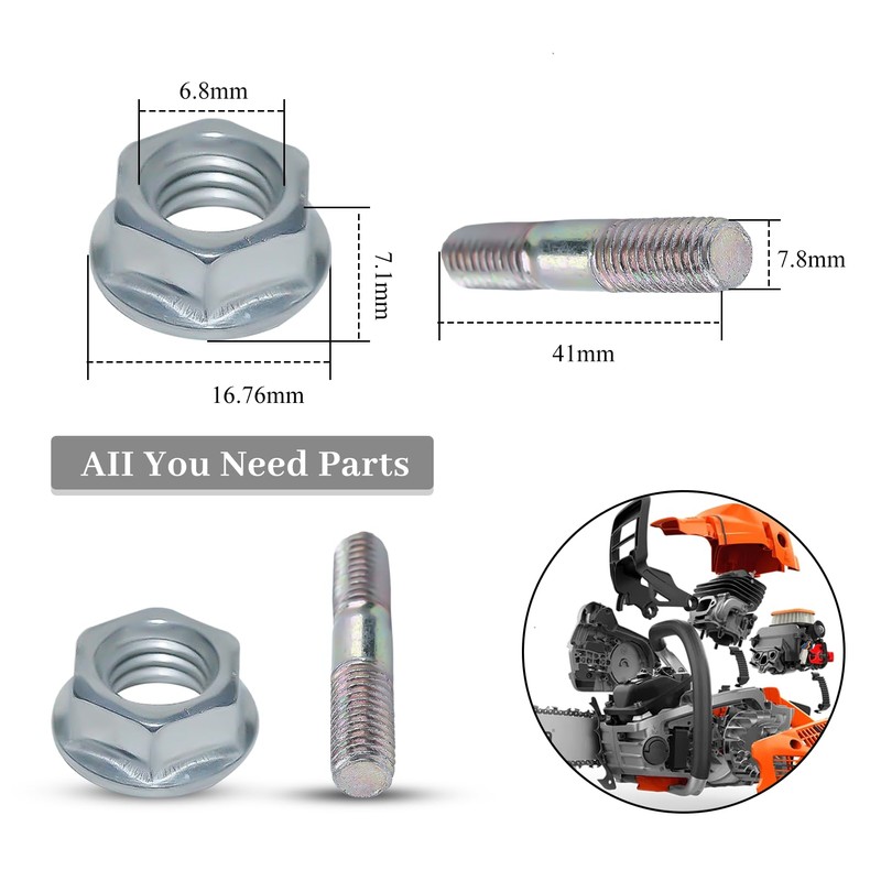 Haishine Bar Studs & Bar Nuts Kit for Husqvarna 136