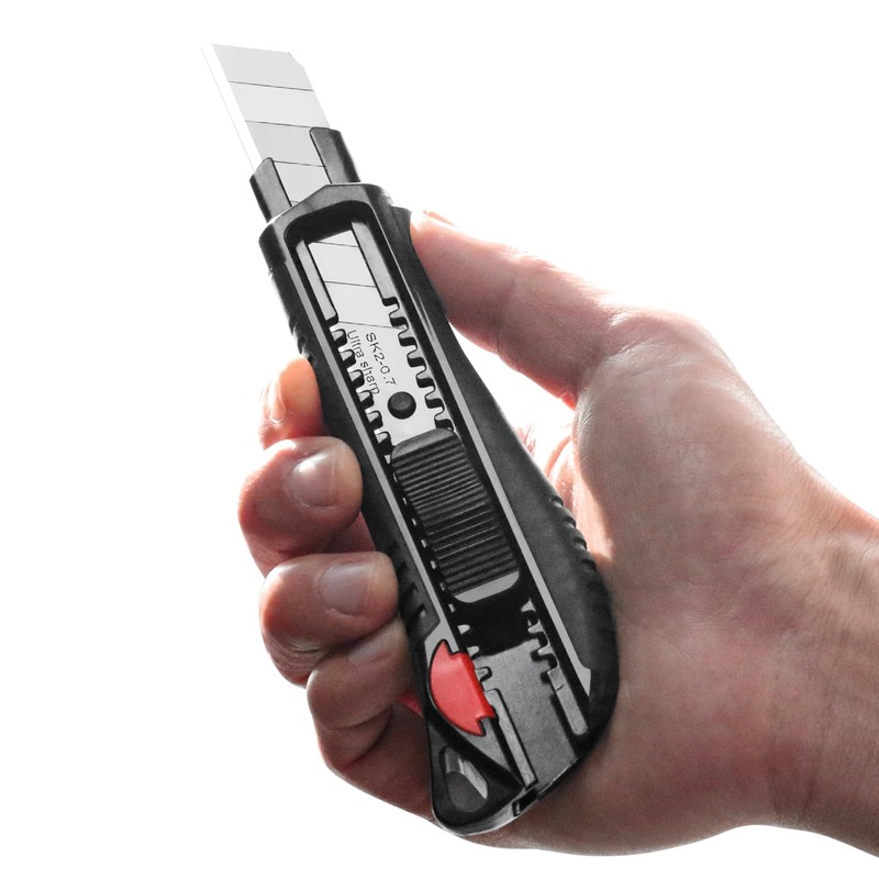 HAUTMEC 18mm Soft Grip Auto-Lock Utility Knife With Red Safety