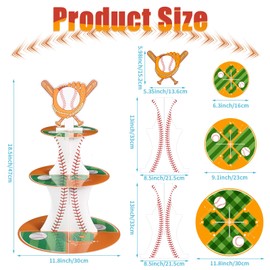 Basketball Theme Party Cupcake Stand Decorations, 3 Tier Sports Theme Party Cupcake Tower Baseball Basketball Birthday Party Table Decorations for Baseball Basketball Sports(Baseball)