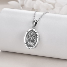 YFN Saint Michael Urn Necklace for Ashes Sterling Silver St Michael Cremation Pendant Religious Protector Keepsake Jewelry for Women Men Archangel Gifts