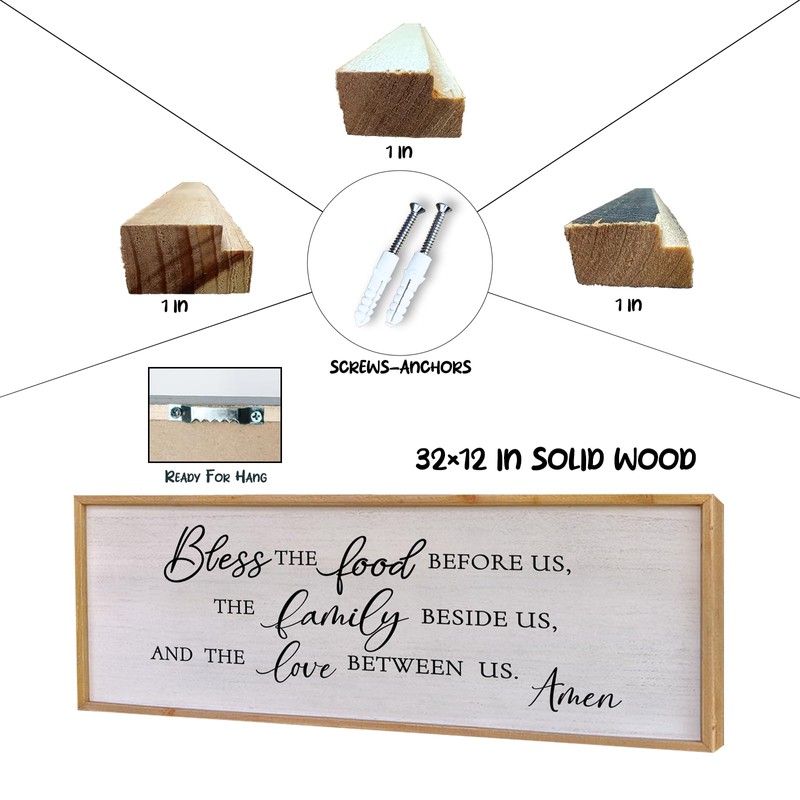 Surfapans Bless the Food Before Us Sign Wall Decor 32"x12"
