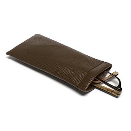 Calabria Soft Squeeze Spring Top Eyeglass Case Brown Snakeskin PU Leather Men Women Glasses Pouch Snap Closure Sunglass Bag