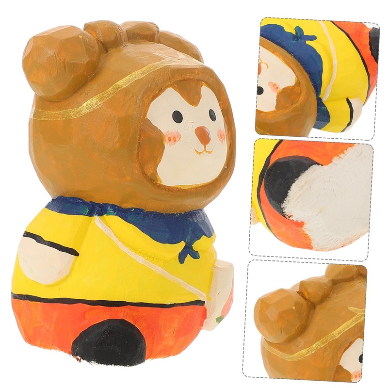 Tofficu Unique Monkey Figurine Wooden Decor Ornament for Monkey Decor