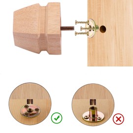 Texphw 5/16'' Round Base Screw-in T-Nuts Furniture Sofa Hardware with Screw and Rubber Pad Set of 4, 15/32'' Drill bit