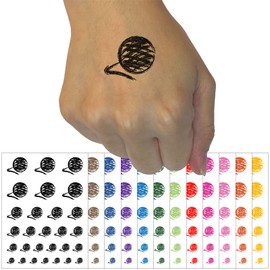 Ball of Yarn Sketch Crochet Knit Temporary Tattoo Water Resistant Fake Body Art Set Collection - Black (One Sheet)