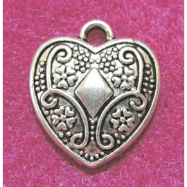 Charms Decorations Pendants bracelets 10Pcs. Tibetan Silver HEART With Diamond Charms Pendants Earring Drops H092