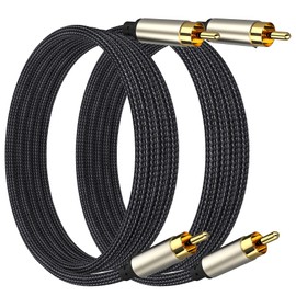 tunghey 2Pack Subwoofer Cable, Dual Shielded Subwoofer RCA Cable Gold-Plated Connector RCA to RCA Audio Cable Nylon Braided RCA Subwoofer Cable for Amplifiers,Home Theater,Hi-Fi Systems (2m)