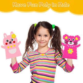 Cosysparks Hand Puppet Sewing Kits for Kids, 4 Pack Felt Sewing Craft Kit for Kids Sewing Kit DIY Animal Hand Puppets Sewing Craft for Beginner Boys Girls (Style2)