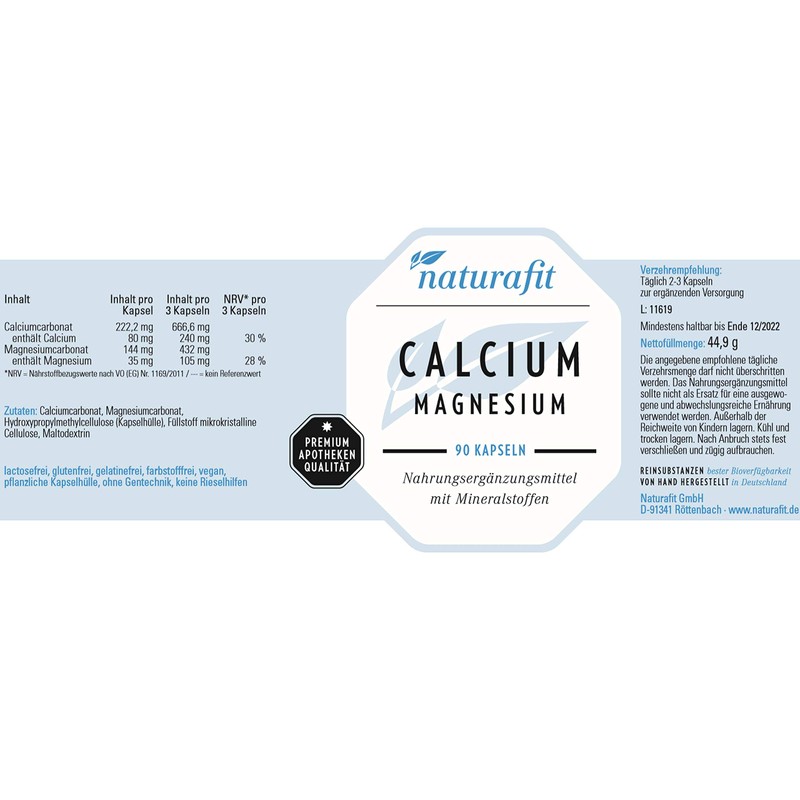 naturafit Calcium Magnesium Capsules, Pack of 90 Capsules