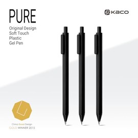 Kaco PURE - Bolígrafos de gel de tinta negra, punta media de 0.028 in, juego de 10 piezas, diseño original, de secado rápido, bolígrafos estéticos par