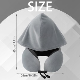 YOUYIKE Aeroplane Neck Pillow, Travel Pillow with Hood, Travel Pillow Aeroplane, Comfortable and Lightweight Ideal for Airplane Chair, Car, Home, Office, Sleeping Pillow (Light Grey)