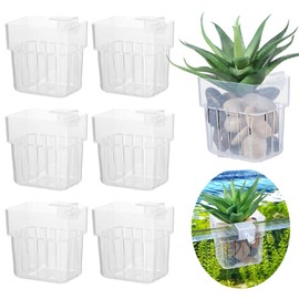 6 Pcs Aquarium Plant Holders, Hanging Aquatic Planter Cups with Hole, Adjustable Acrylic Fish Tank Plant Pot, Aquarium Plant Holder for Fish Tank Aquaponic Plant Cultivation and Aquascape Decorations