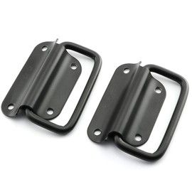 Lind Kitchen 2pcs Metal Pull Handle Boxes Chest Handles Black Stainless Steel Folding Handle Case Trunk Hardware Accessories