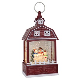 Lasumora Musical Snow Globe Lantern with 6H Timer, Lighted USB/Battery Operated Swirling Singing Water Glittering Lantern, Snowman Snow Globes Lantern for Christmas Home Decoration and Gift