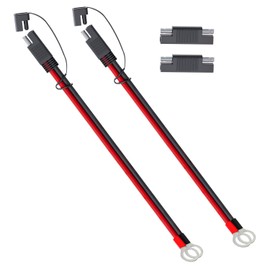 MADCATZ 1 Ft - 14 AWG Cable Connector SAE to O-Ring Terminal Harness, 15A, Extension Cord Quick Disconnect for Battery Charger, Car, Motorcycle (2 Pcs with 2 Cover 2 Adapter)