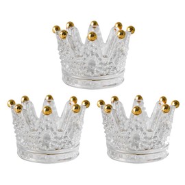 Crystal Glass Candle Holder Set of 3 Crown Shaped Makeup Sponge Beauty Egg Storage Rack Jewelry Watch Nail Art Dappen Dish Wedding Christmas Decor