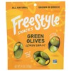 Freestyle Snacks Lemon Garlic Green Olives, 4 OZ