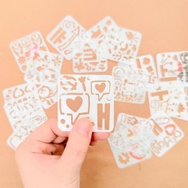 (Art Supplies) Mini Hangul Stencil Model Set, Stencil Plate, Stencil Letters, Stencil Models, Various Stencils / (미술도구) 미니 한글 스텐실 모형판 세트 스텐실판 스텐실글자 스텐실모형 다양한스텐실