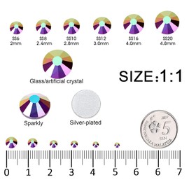 3792 Pcs Rainbow AB Flatback Rhinestones Set for Nail, Art, Crafts, Makeup, Tumblers Glitter Round with Tweezers and Picking Pen(SS6~SS20)