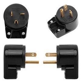 Nema 5-20P DIY Plug, Rewirable 20A 125V Plug, 90 Degree Right Angle 5-20P 20A 125V T-Blade USA Canada 3-Prong Male Angled 20A Plug, 12-Directions Rotatable ETL Listed