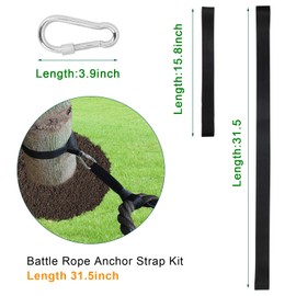 Battle Rope Anchor Strap Kit Accessories for Home Gym Outdoor Muscle Workout Equipment,Carabiners with 2 Durable Straps and 1 Heavy Duty Carabiner, Home Gym Equipment for Men Women