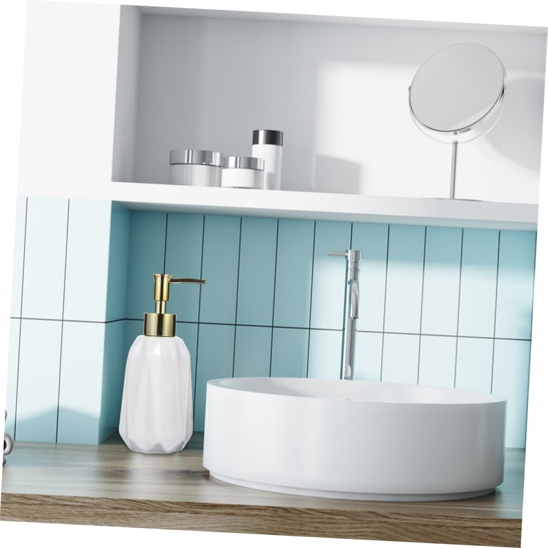 IWOWHERO Ceramic Refillable Lotion Dispenser Bottle White Press Pump Capacity