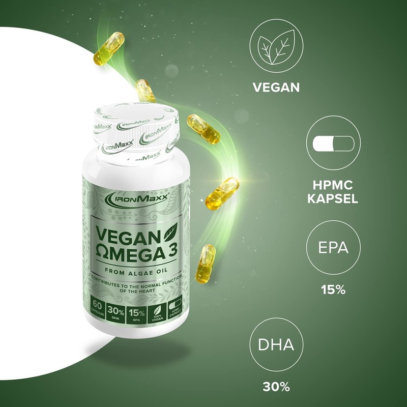 IronMaxx Vegan Omega 3-60 Capsules | 60 HPMC Capsules Made