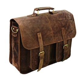 Satchel and Fable Leather Laptop Messenger Bag for Men Office Briefcase