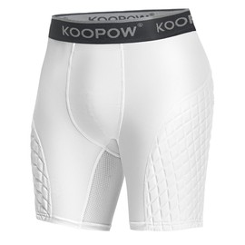 KOOPOW Youth Baseball Sliding Shorts with Cup Pocket for Baseball, Football, Lacrosse, Hockey,White-XS
