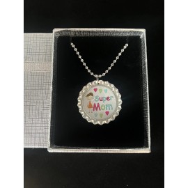 Practically Perfect Party Favors Super Mom Necklace /  Mothers Day / Necklace / Gift For Mom / Brown Hair / Gift
