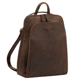 STILORD 'Ophelia' 2-in-1 Rucksack-Tasche Echtleder - Crossbody Bag Handtasche Leder Rucksack Klein - Cityrucksack Daypack Umhängetasche Damen Tagesrucksack 10,9 Zoll, Farbe:zamora - braun