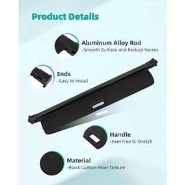 SCITOO Cargo Cover 2020 Fit for Volvo XC60 Upgraded Retractable Rear Trunk Cover with Aluminum PVC&Plastic