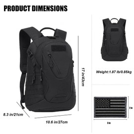 ArcEnCiel 15L Motorcycle Backpack Tactical Bag Rucksacks for Outdoor Camping Trekking with Patch(Black)