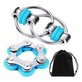 1 Piece Chain Transformation Toy with 1 Piece Metal Keychain Toy with 1 Piece Black Storage Bag Fidget Toy Finger Activity Toy