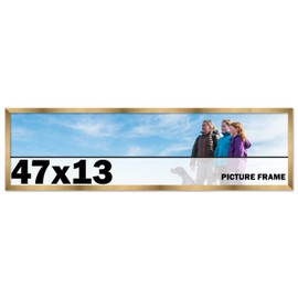 CountryArtHouse 47x13 Frame Gold Bronze Modern Solid Wood Picture Frame | 0.75 Inch Moulding Width | Includes UV Acrylic Plexiglass, Acid Free Foam Backing Board and Hanging Hardware