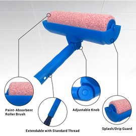 Nichiyo 10 Inch Ceiling Paint Roller with Shield Roller and Shield with Adjustable Head Ceiling Paint Roller No DripRoller Without Splatter Paint Brush for Painting Ceilings Walls((EL01160))