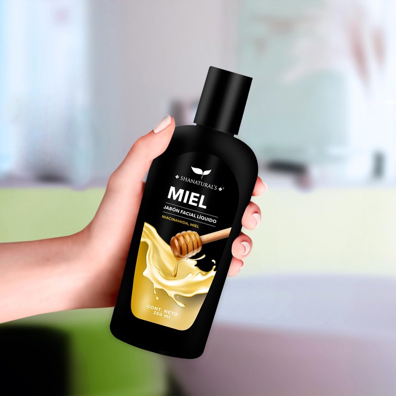 Shanatural's Jabón Facial Líquido de Miel y Niacinamida, 250 ml,