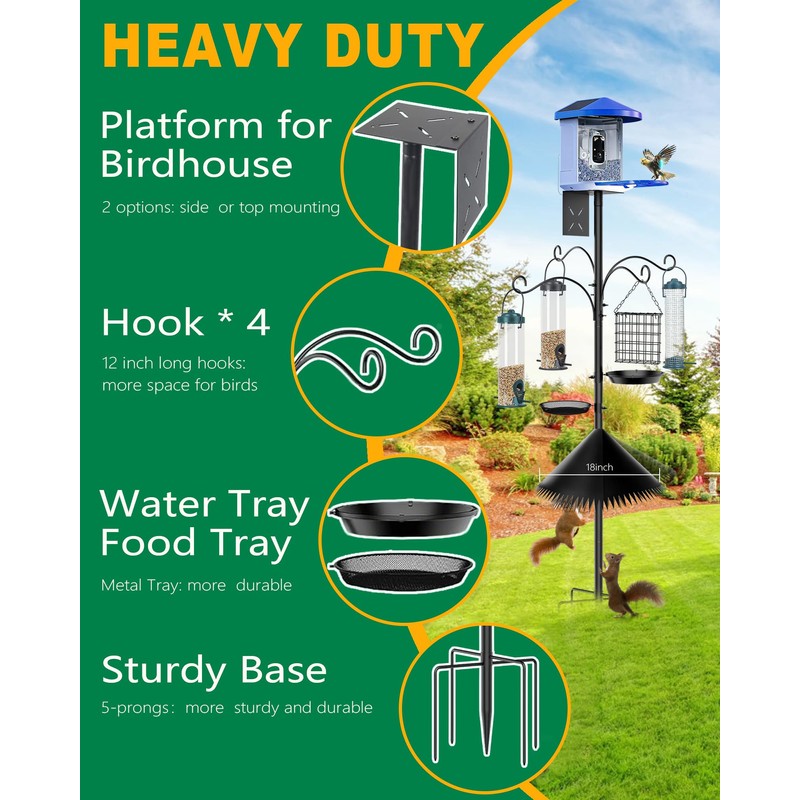 Boostool Bird Feeder Pole, 108 inch Bird Feeder Stand Station