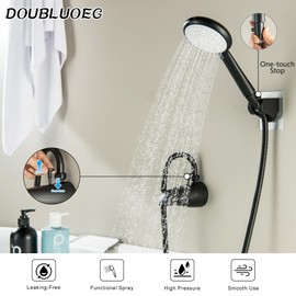 DOUBLUOEG Tub Spout with Diverter, Bathtub Faucet with Sprayer 6 Settings Handheld Shower，Matte Black