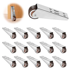 1-Inch Rubber Casters 4-Piece Set, Mini Long Frame Rigid Casters, Small Wheels for Furniture, Drawers, Doors, Bookcases, DIY (Load: 45 LBS/Piece), Mounted Vertically or Horizontally(16pc)