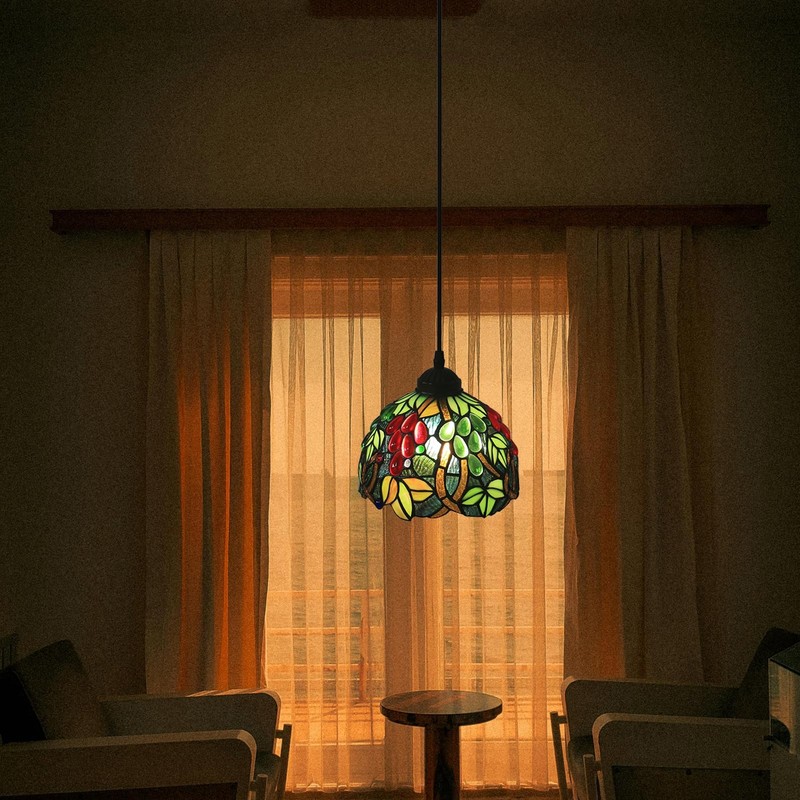UYYTBPA Pendant Lights, Tiffany Grape Style Stained Glass Hanging lamp,